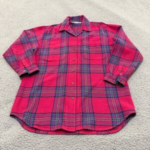 Chaus Sport Flannel Shirt Womens Medium Wool Blend Jacket Chore Heavy Pink 90s